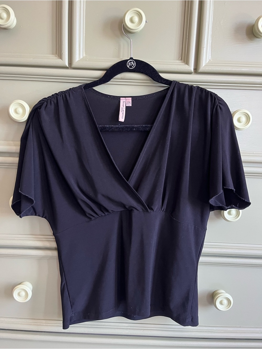 Susan Lawrence Black V-Neck Wrap Top